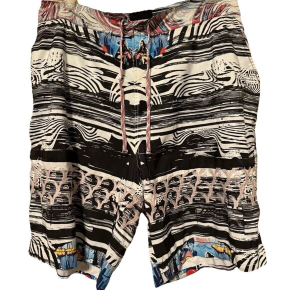 Robert Graham Swim Trunks Mens 42 Abstract Loud Colorful Lined Beach Surf Shorts - Picture 1 of 2